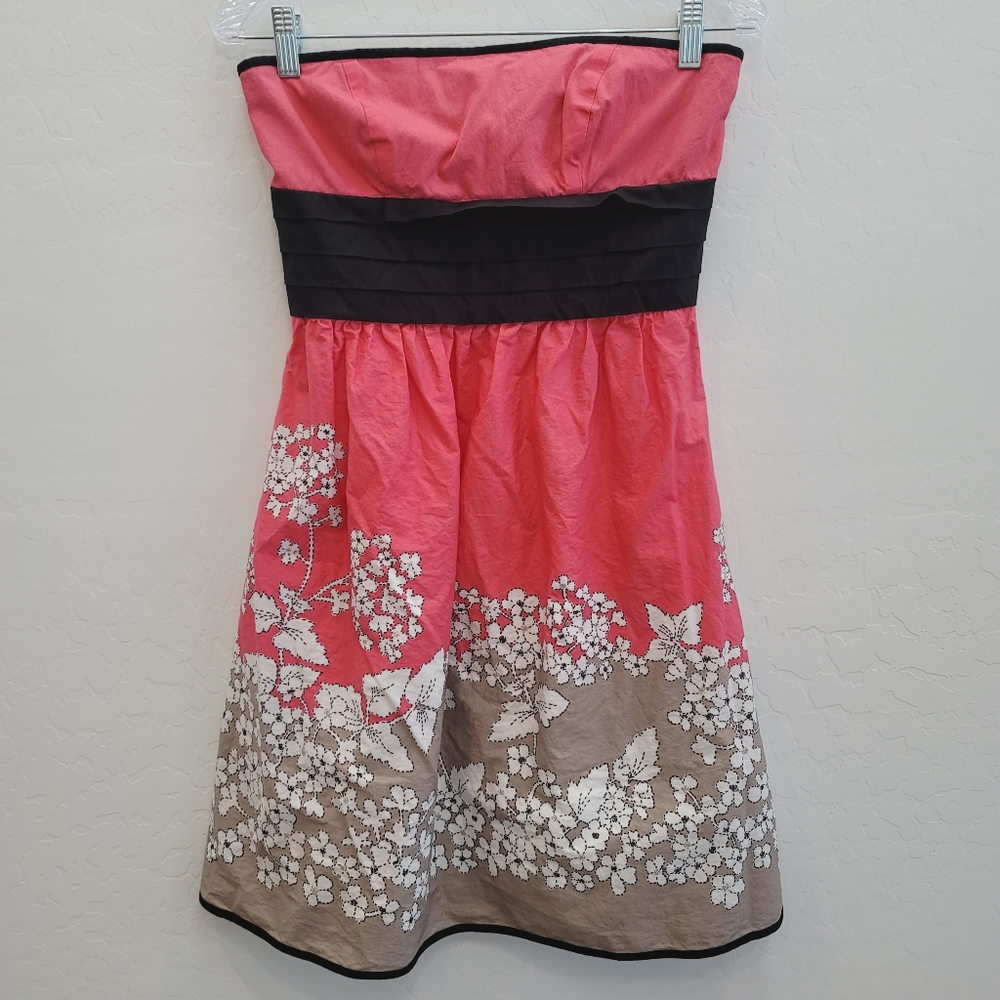 Speechless Pink & Tan Floral Strapless Dress Junior's Size 5